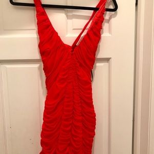 Bebe Ruched Fire Red Party Dress - Sz Small